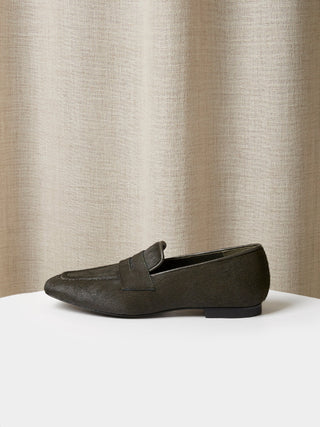 Penny Loafer in Green Pony Hair