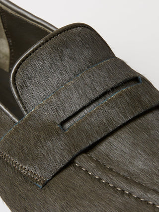 Green Pony Hair Penny Loafers