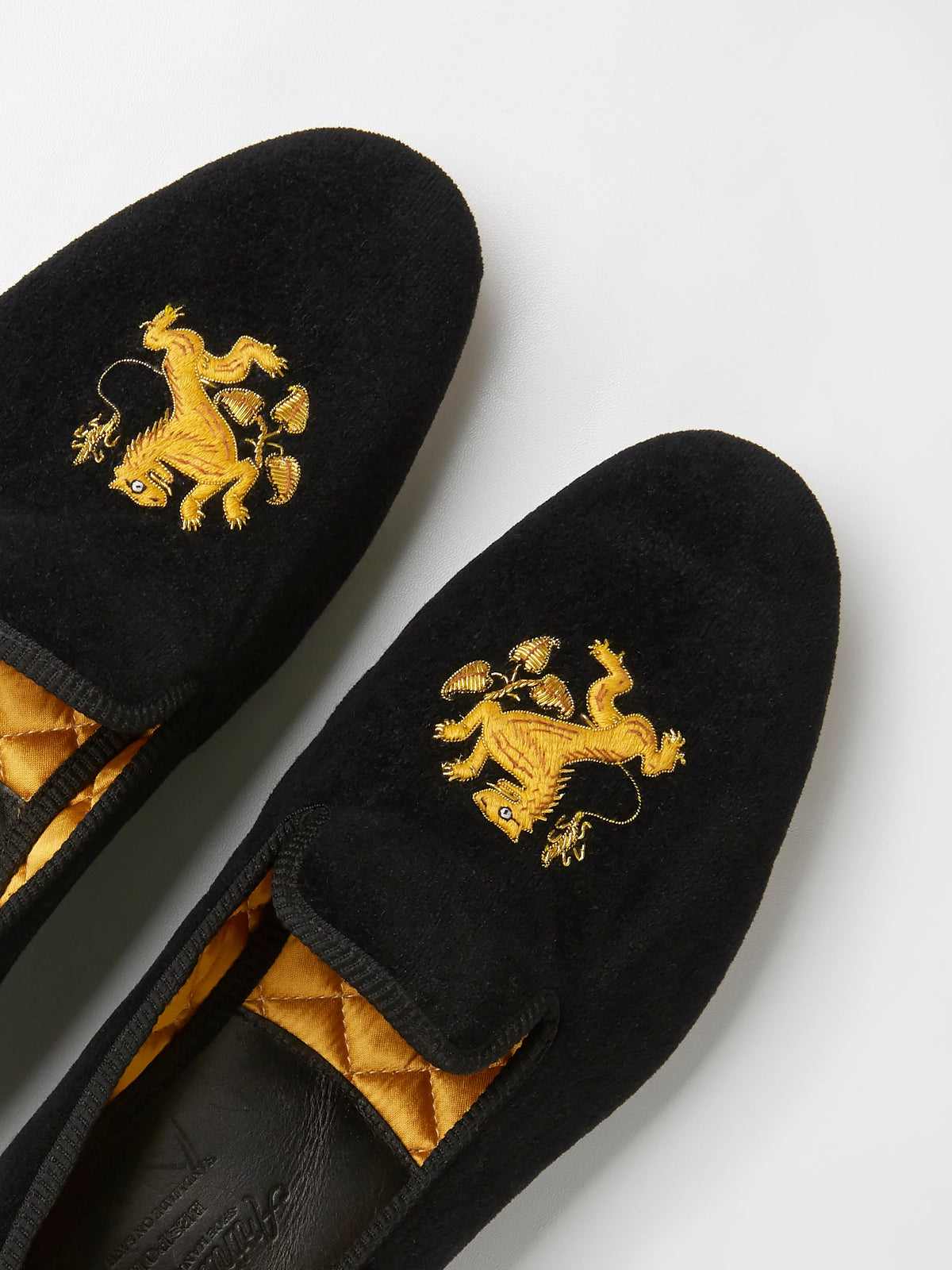 Albert Slipper Hand-Embroidered in Black Velvet, view 3