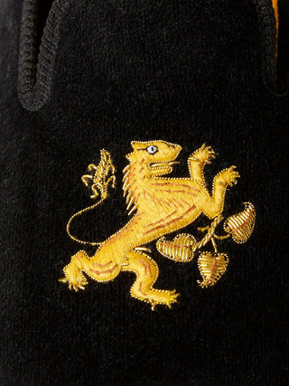 Hand-Embroidered Black Velvet Loafers