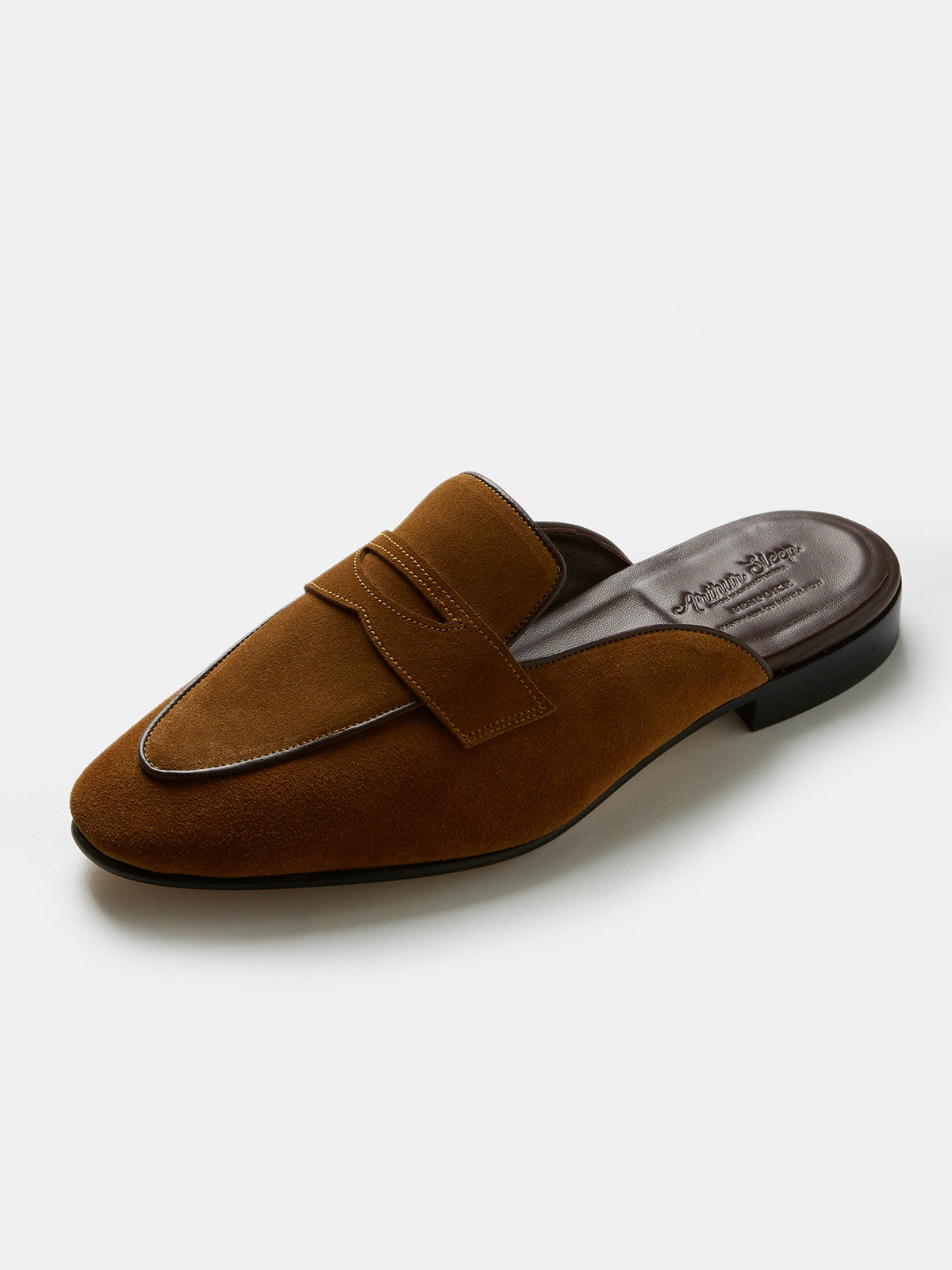 Penny Loafer Mule in Golden Suede, view 3