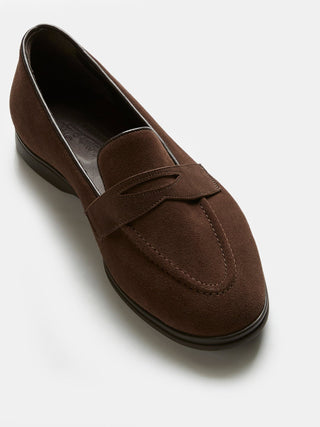 Penny Loafer in Chocolate Brown Suede