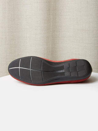 Red Suede Pintuck Tassel Driving Shoe