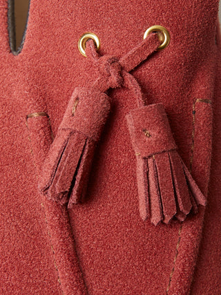 Red Suede Pintuck Tassel Driving Shoe