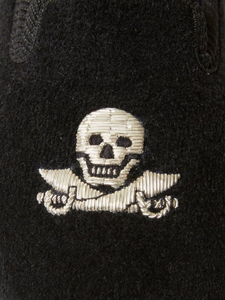 Children's Skull & Cutlass Embroidered Black Velvet Loafers