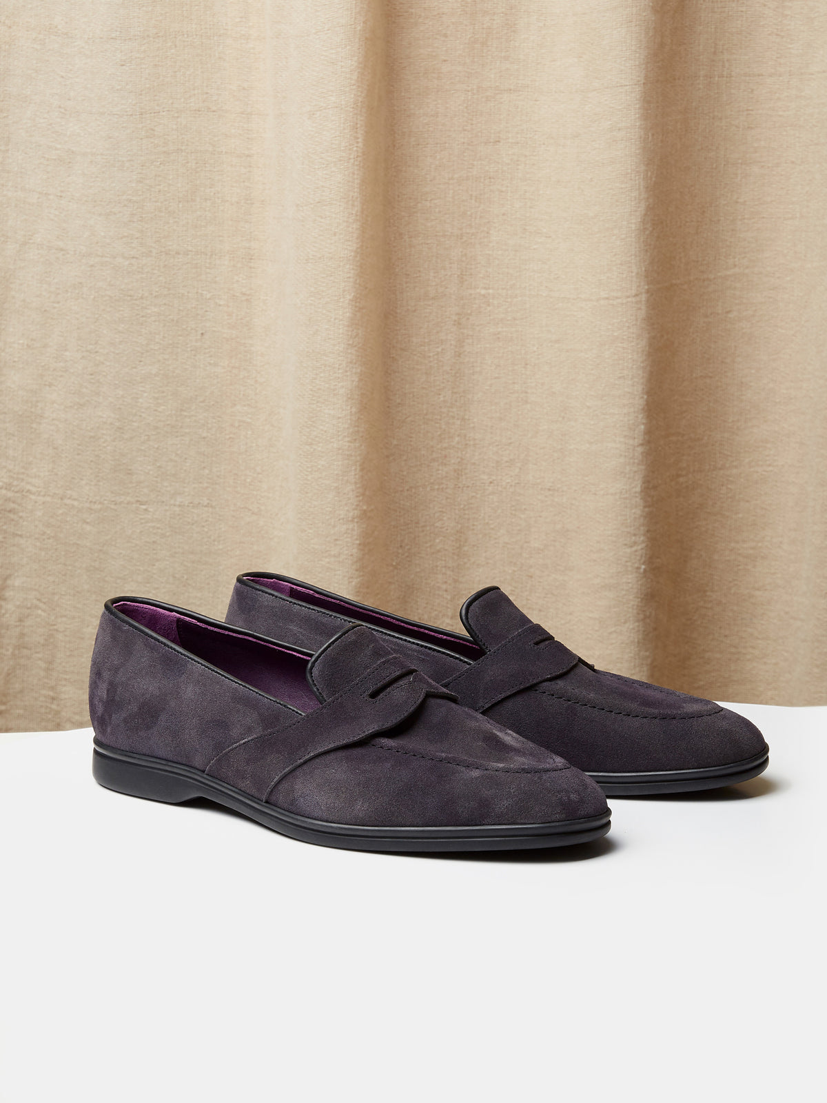 The Caledonian Loafer in Charcoal Camouflage Suede, view 1
