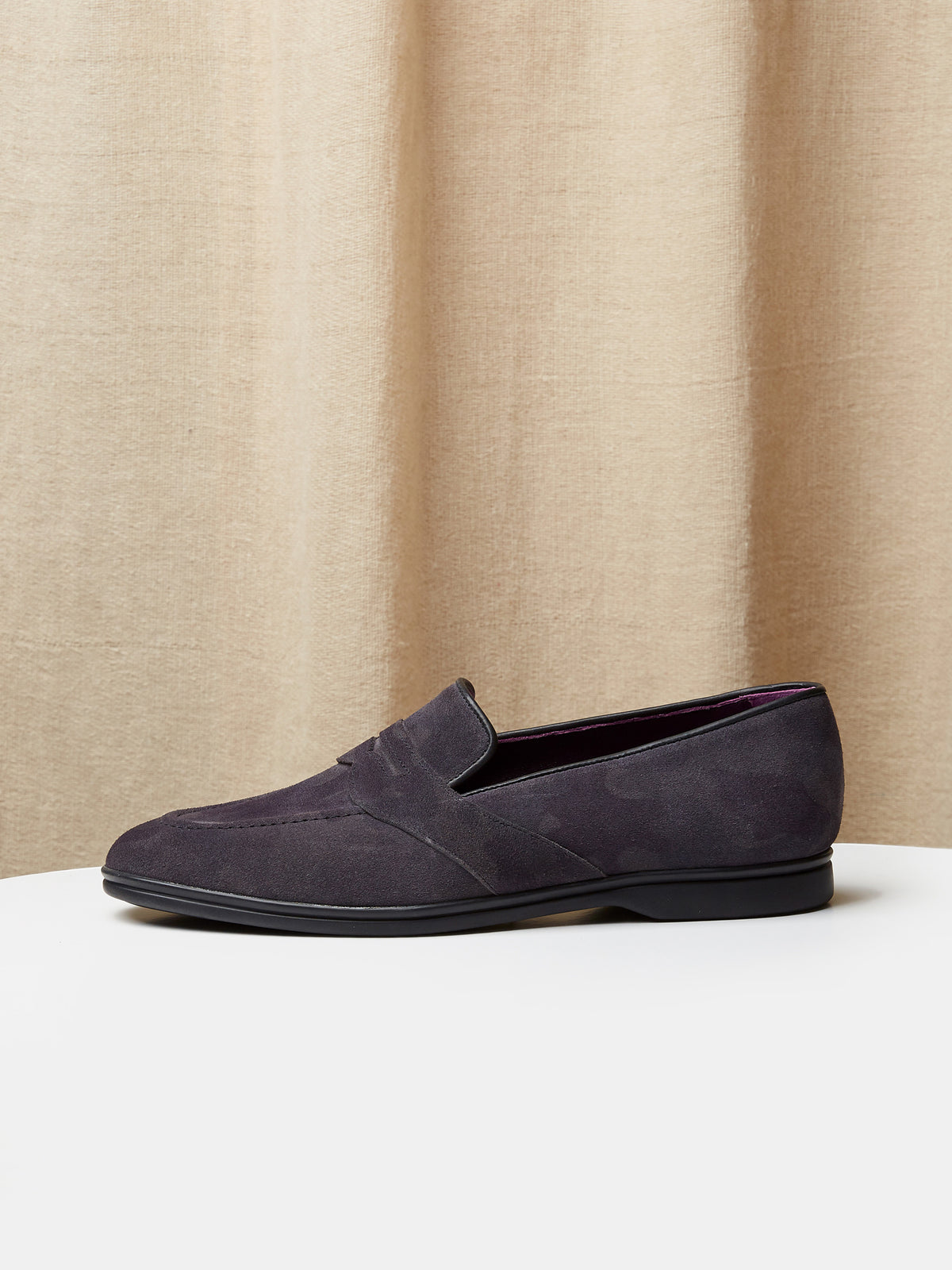The Caledonian Loafer in Charcoal Camouflage Suede, view 2