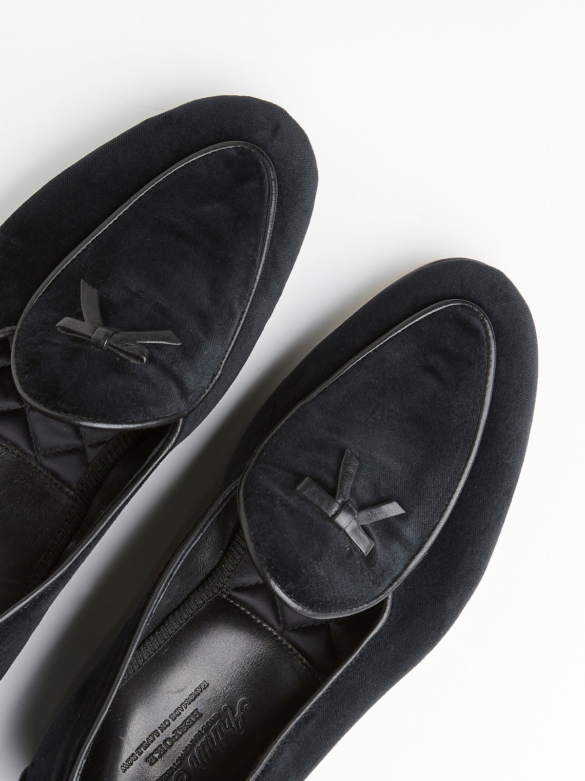 Belgian Loafer with Bow in Black Silk Velvet, view 3