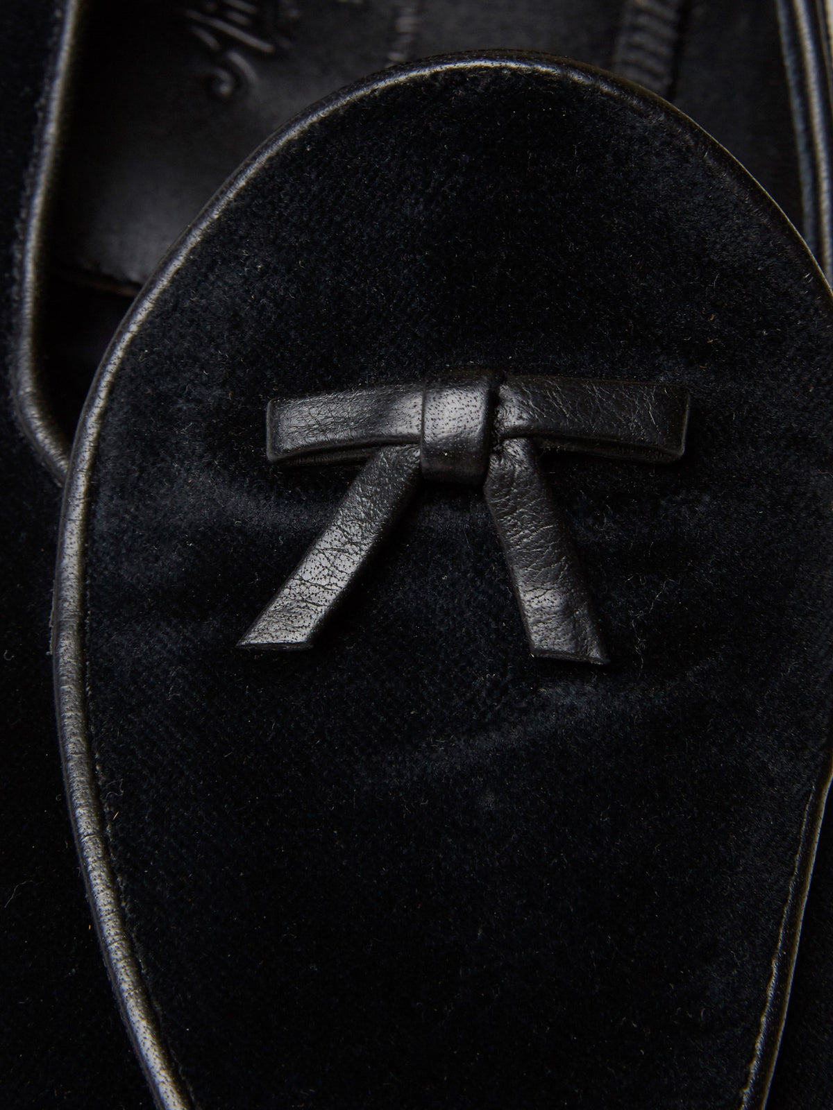 Belgian Loafer with Bow in Black Silk Velvet, view 5