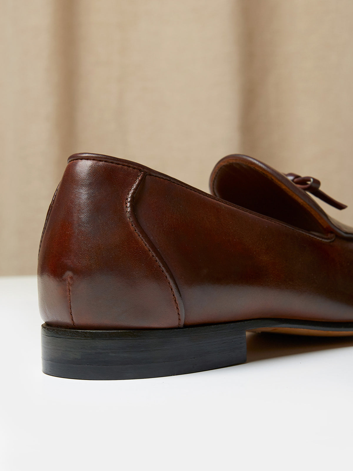 Belgian Loafer with Bow in Brown Patina Leather, view 4
