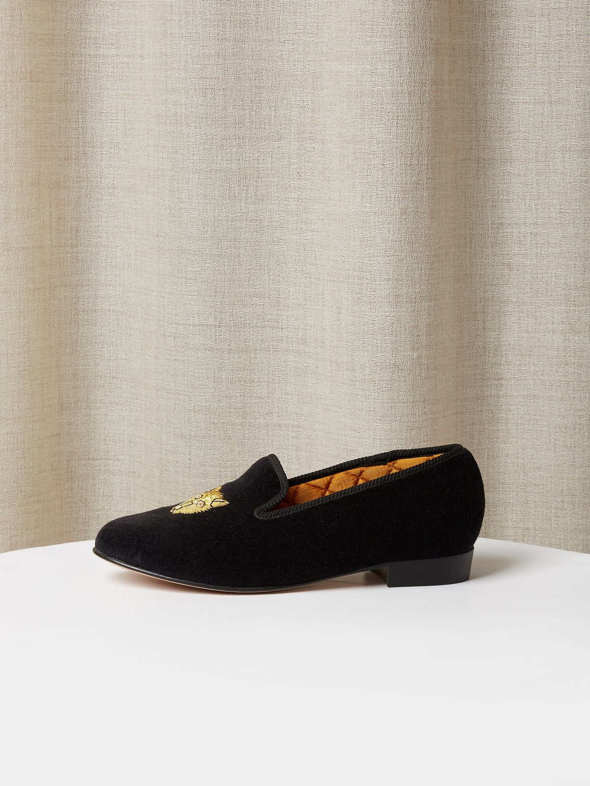 Albert Slipper Hand-Embroidered in Black Velvet, view 2