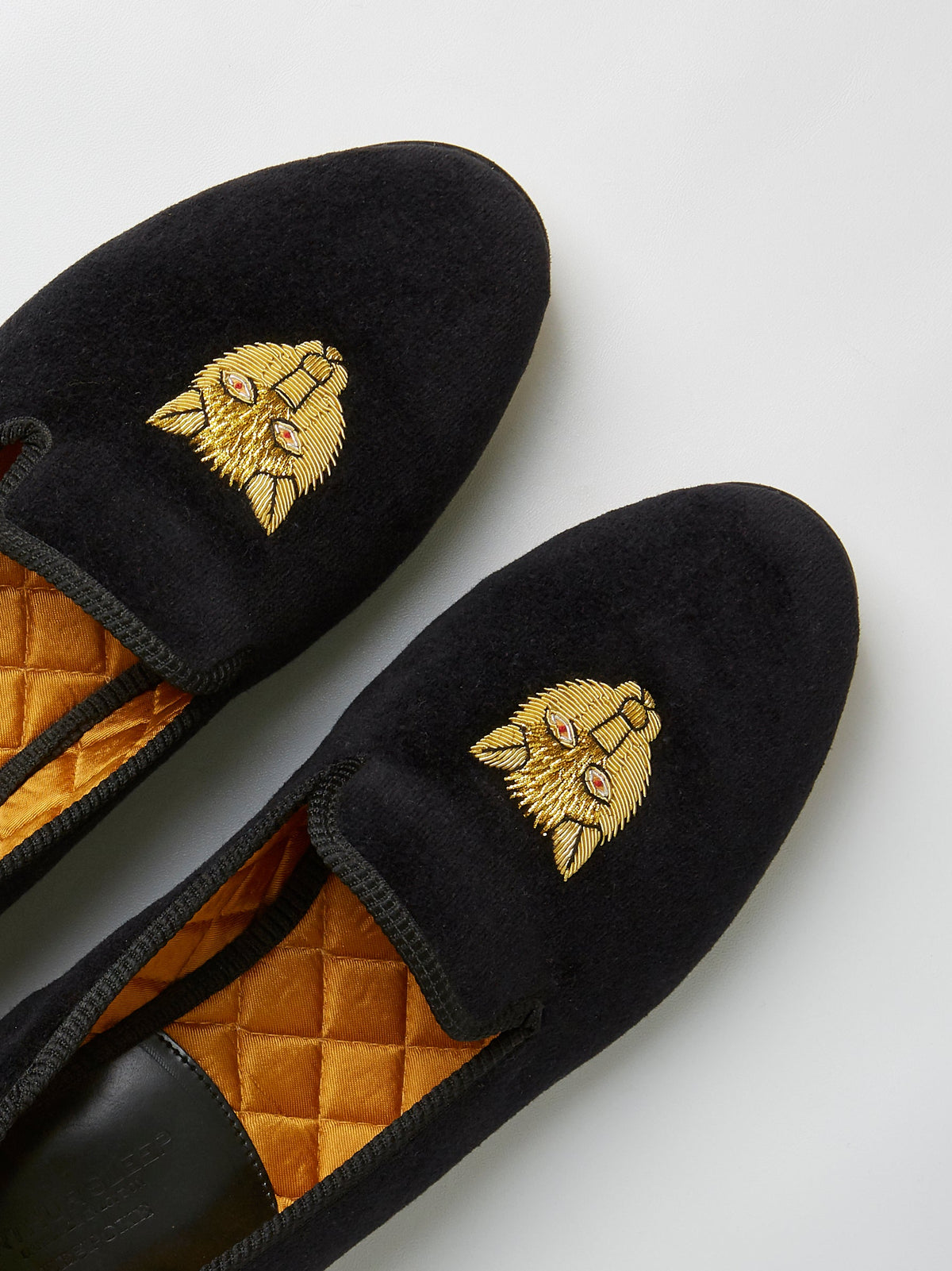 Albert Slipper Hand-Embroidered in Black Velvet, view 3