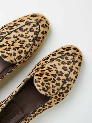 Leopard Pony Hair Belgian with Cream Rubber Soles