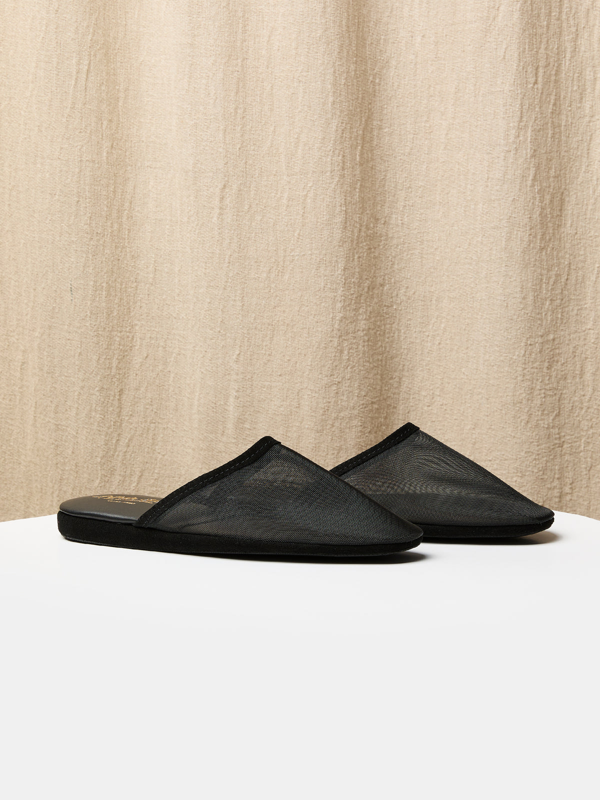 Globetrotter Glide Mule in Sheer black mesh and suede trim, view 1