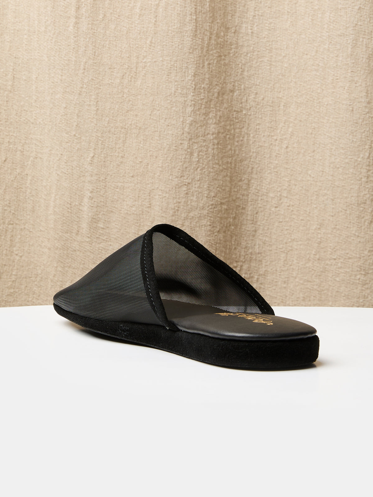Globetrotter Glide Mule in Sheer black mesh and suede trim, view 4