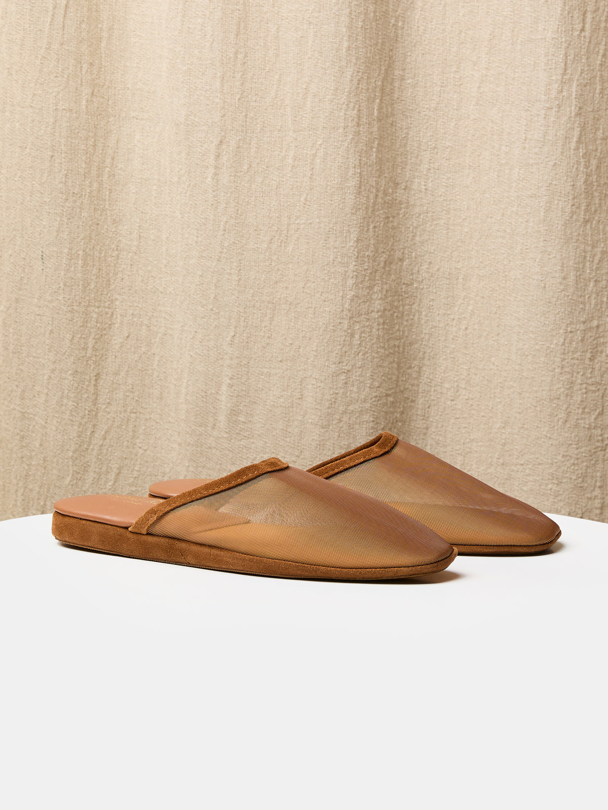 Globetrotter Glide Mule in Sheer green mesh and suede trim, view 1