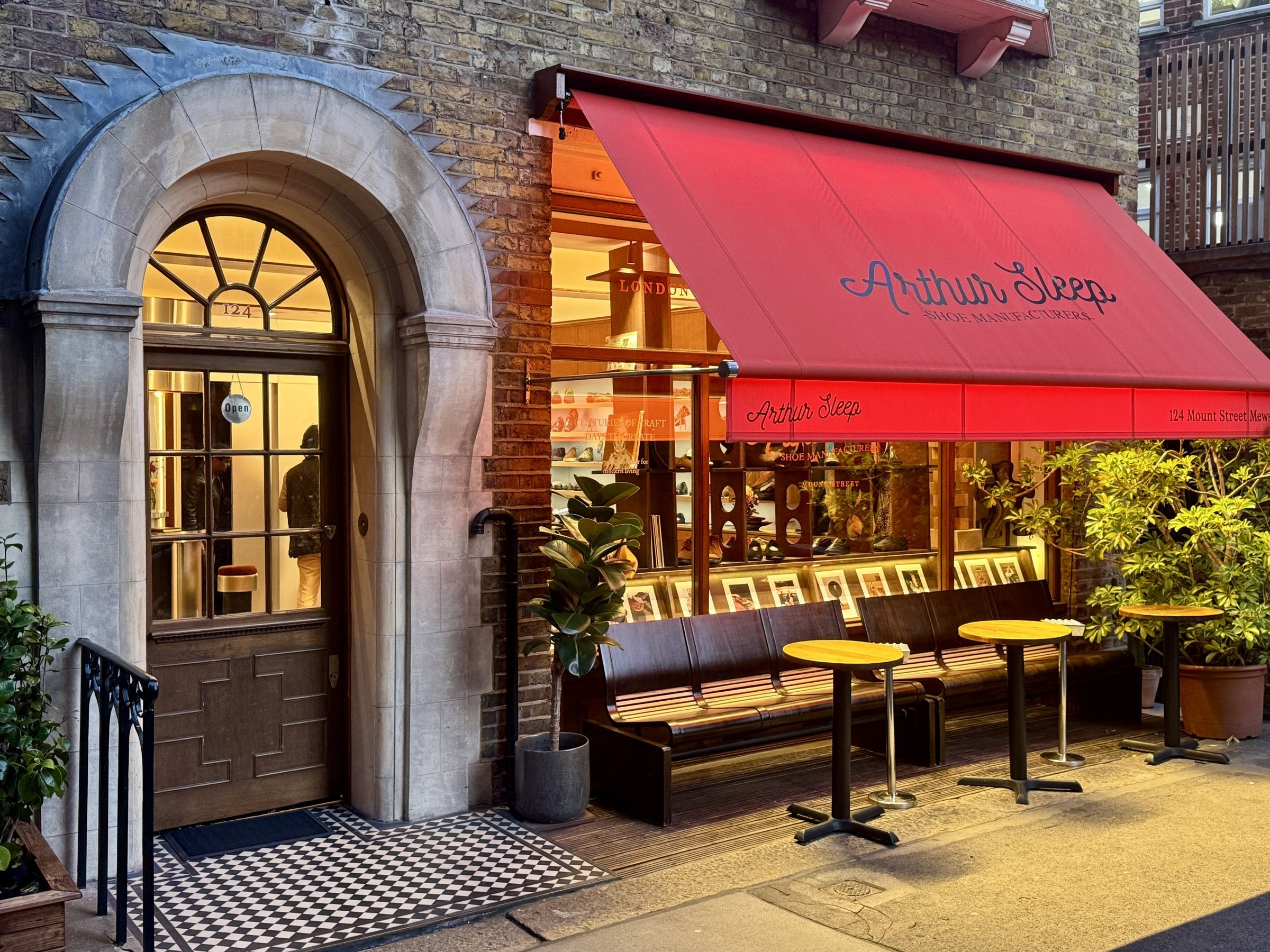 The red awning on Mount Street Mews
