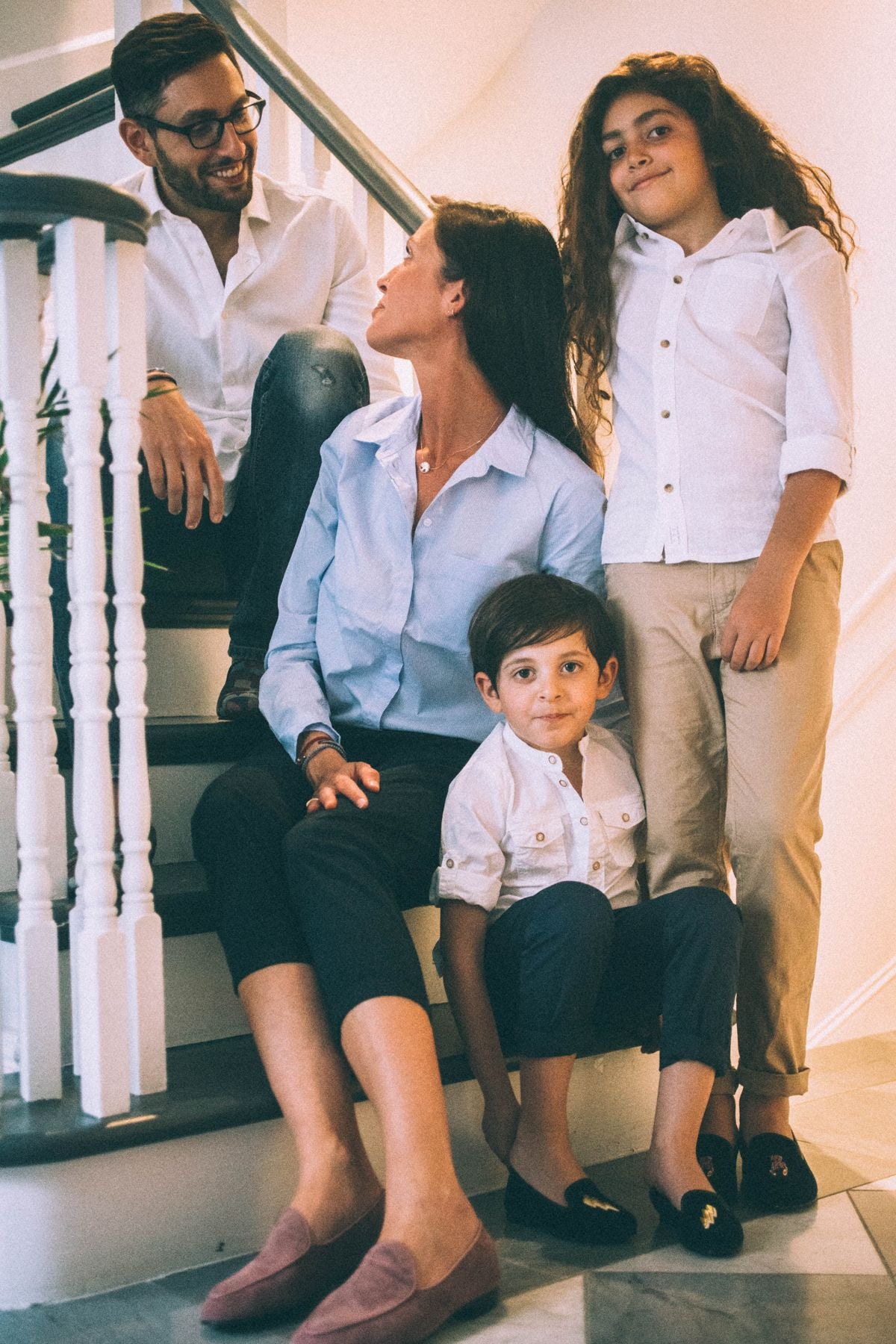 A family on the stairs